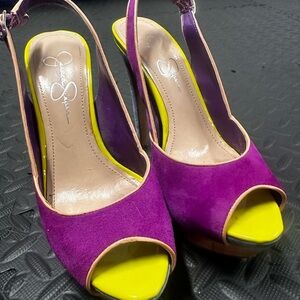 Jessica Simpson Vibrant Purple and Yellow Heels